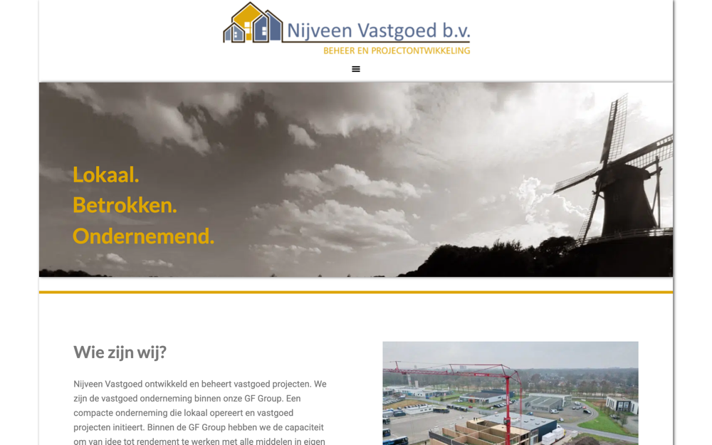 Screenshot van de website Nijveen Vastgoed